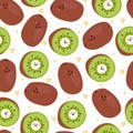 seamless pattern cartoon kiwi fruit. cute fruit wallpaper for fabric print Royalty Free Stock Photo