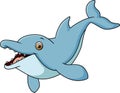 Cute happy blue dolphin cartoon jumping Royalty Free Stock Photo