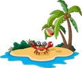 Cute crab cartoon on the beach Royalty Free Stock Photo