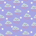 Cute rain and stars seamless pattern for fabric print, textile