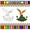 Cartoon Pteranodon flying in the jungle for coloring book Royalty Free Stock Photo