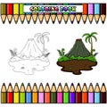 Volcano mountain for coloring book Royalty Free Stock Photo