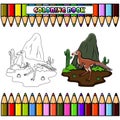 Cartoon Mononykus in the jungle for coloring book