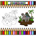 Cartoon Protoceratops in the jungle for coloring book Royalty Free Stock Photo