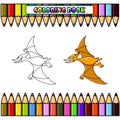 Cartoon pterodactyl for coloring book Royalty Free Stock Photo
