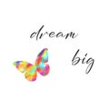 colorful butterfly and dream big slogan Royalty Free Stock Photo