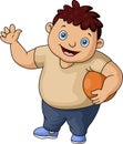 Cute fat boy cartoon playing ball Royalty Free Stock Photo