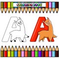 Coloring book, Illustration of A letter for Alpaca