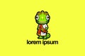 Chameleon dressed toga cartoon character vector logo template Royalty Free Stock Photo