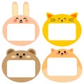 Vector illustration of a collection of cute animal heads for name tag labels