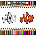 Cartoon clown fish for coloring book Royalty Free Stock Photo