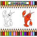 Cartoon cute shrimp waving for coloring book Royalty Free Stock Photo