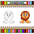 Cute baby Lion cartoon sitting for coloring book Royalty Free Stock Photo