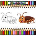 Cute cockroach cartoon for coloring book