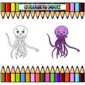 Cute jelly fish cartoon for coloring book Royalty Free Stock Photo