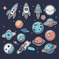 outer space icons and graphics sticker Royalty Free Stock Photo