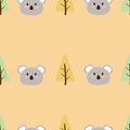 Seamless pattern with cute cartoon koalas, on fabric, textile, gift wrapping paper