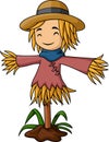 Cute scarecrow cartoon on white background