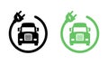 Electric Truck Frontal Icon. Charging Station Symbol