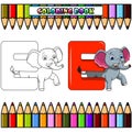 E letter for Elephant for coloring book