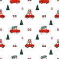 Christmas seamless pattern with cute elements, simple winter design