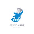 Initial Letter J Whale Jumping in the Water Logo Design Vector Icon Graphic Emblem Illustration Royalty Free Stock Photo