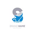 Initial Letter S Whale Jumping in the Water Logo Design Vector Icon Graphic Emblem Illustration Royalty Free Stock Photo