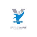 Initial Letter Whale Y Jumping in the Water Logo Design Vector Icon Graphic Emblem Illustration Royalty Free Stock Photo