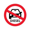 No Diesel Cars Allowed Roadsign. Prohibition Sign For The New Environment Policies.