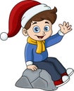 Cute little boy cartoon wearing Christmas clothes Royalty Free Stock Photo