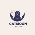 cat moon simple monoline logo