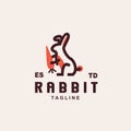 Simple monoline rabbit and carrot logo