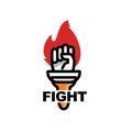 struggle logo, fist as a form of resistance on fire