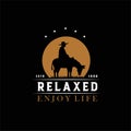 Cowboy Riding a donkey Silhouette at Sunset Relaxation logo