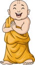 Cute buddha cartoon on white background