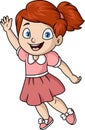 Cute little girl cartoon waving hand Royalty Free Stock Photo