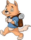 Cute fox traveler cartoon with bag