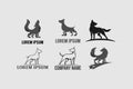 Set of Abstract Dog silhouette icon vector logo template