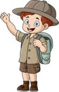 Cute little boy explorer cartoon with backpack