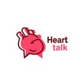 cute chat and talk heartbeat logo