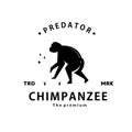 vintage retro hipster chimpanzee logo