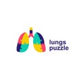 multicolored puzzle shaped lungs logo