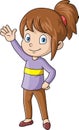 Cute little girl cartoon waving hand Royalty Free Stock Photo