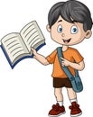 Cute little boy cartoon holding a book Royalty Free Stock Photo