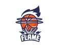 modern fiery hand spirit Basketball ball logo