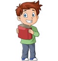 Cute little boy cartoon holding a book Royalty Free Stock Photo