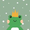 Cute illustration of a cartoon frog wearing a crown with cute handwriting. cute animal wallpapers Royalty Free Stock Photo