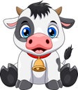 Cartoon cute baby cow sitting Royalty Free Stock Photo