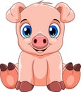 Cartoon cute baby pig sitting Royalty Free Stock Photo