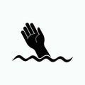 Drowning Icon. Drown, Accident Symbol in Water - Vector.